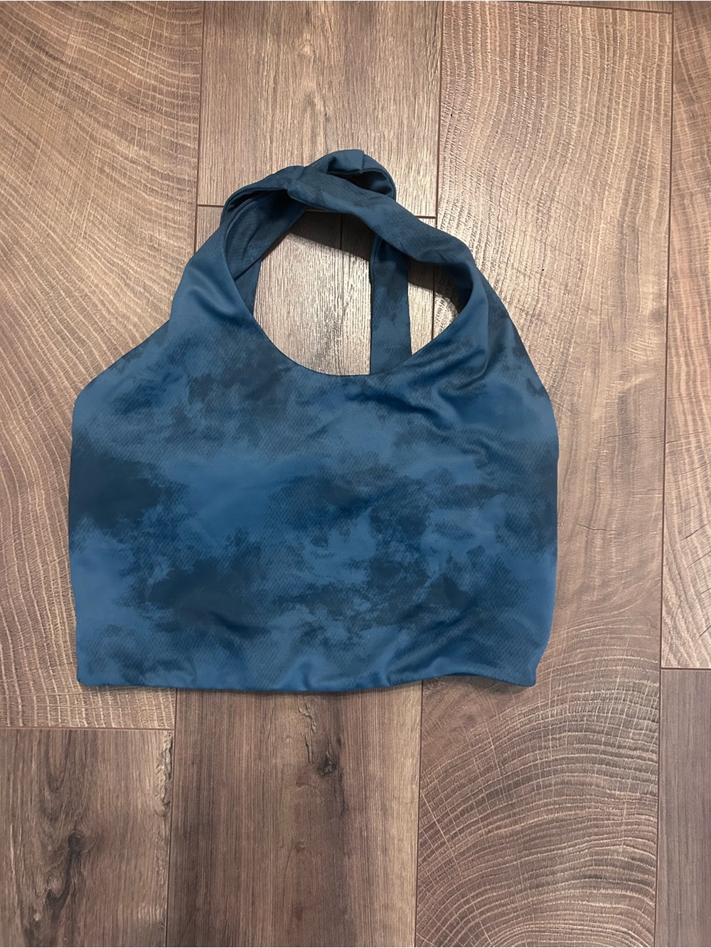 Blue Tie-Dye Halter Crop Top